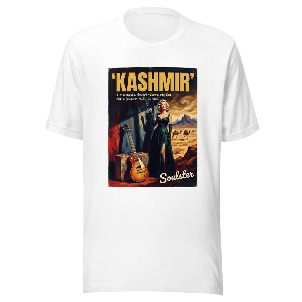 Soulster premium studio edition graphic t-shirt inspired by the timeless music legacy of Kashmir T-Shirt - Film Noir Edition.