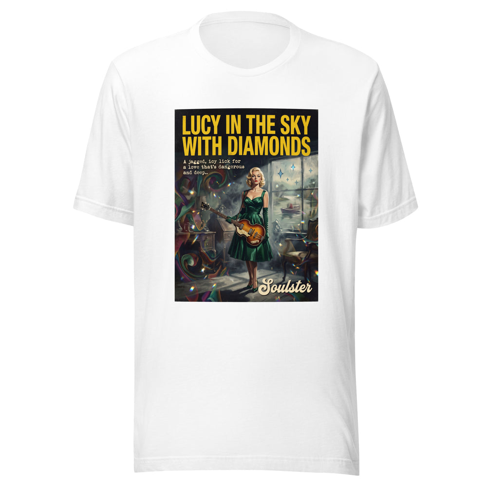 Soulster premium studio edition graphic t-shirt inspired by the timeless music legacy of Lucy In The Sky With Diamonds T-Shirt - Film Noir Edition.