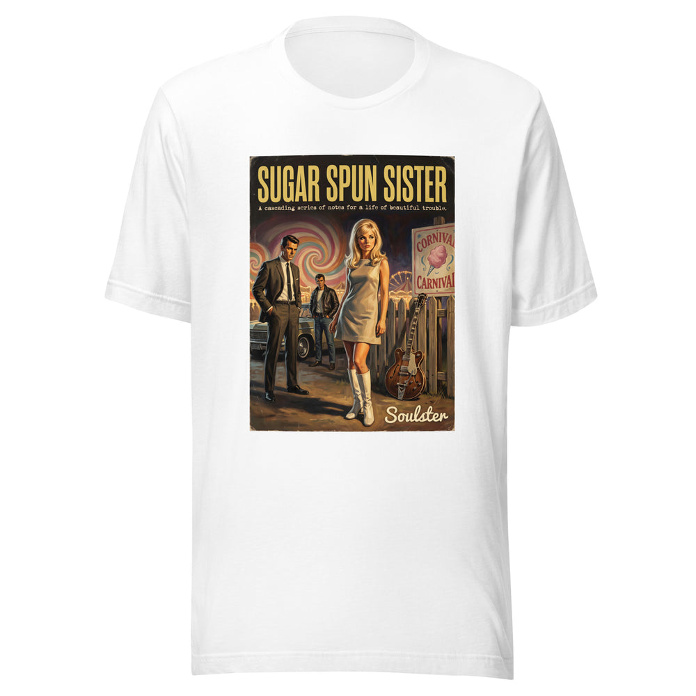 Soulster premium studio edition graphic t-shirt inspired by the timeless music legacy of Sugar Spun Sister T-Shirt - Paperback Edition.