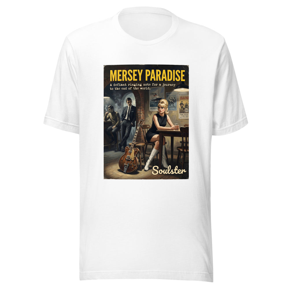 Soulster premium studio edition graphic t-shirt inspired by the timeless music legacy of Mersey Paradise T-Shirt - Paperback Edition.