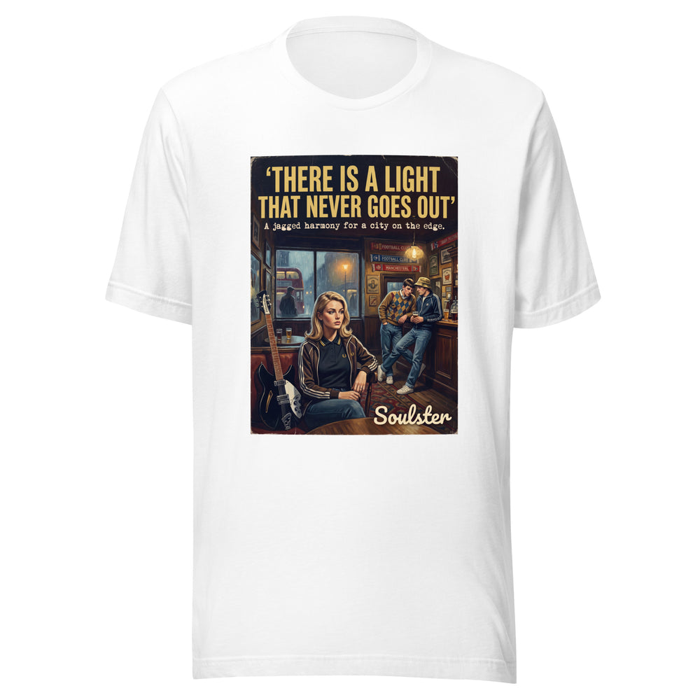 Soulster premium studio edition graphic t-shirt inspired by the timeless music legacy of There Is A Light That Never Goes Out T-Shirt - Kitchen Sink Edition.
