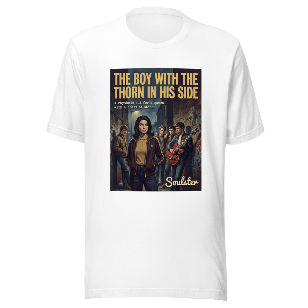 Soulster premium studio edition graphic t-shirt inspired by the timeless music legacy of The Boy With A Thorn In His Side T-Shirt - Kitchen Sink Edition.