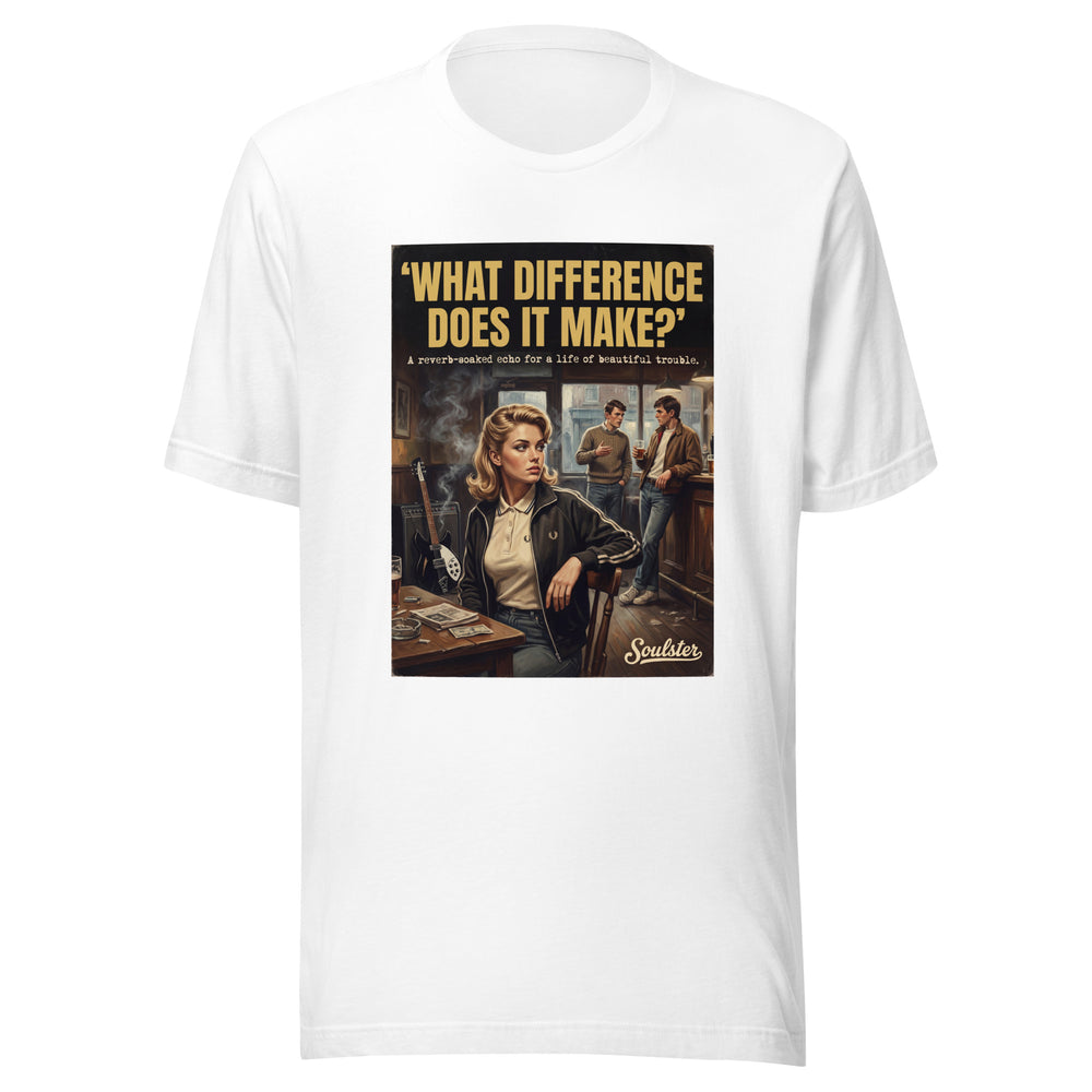 Soulster premium studio edition graphic t-shirt inspired by the timeless music legacy of What Difference Does It Make T-Shirt - Kitchen Sink Edition.