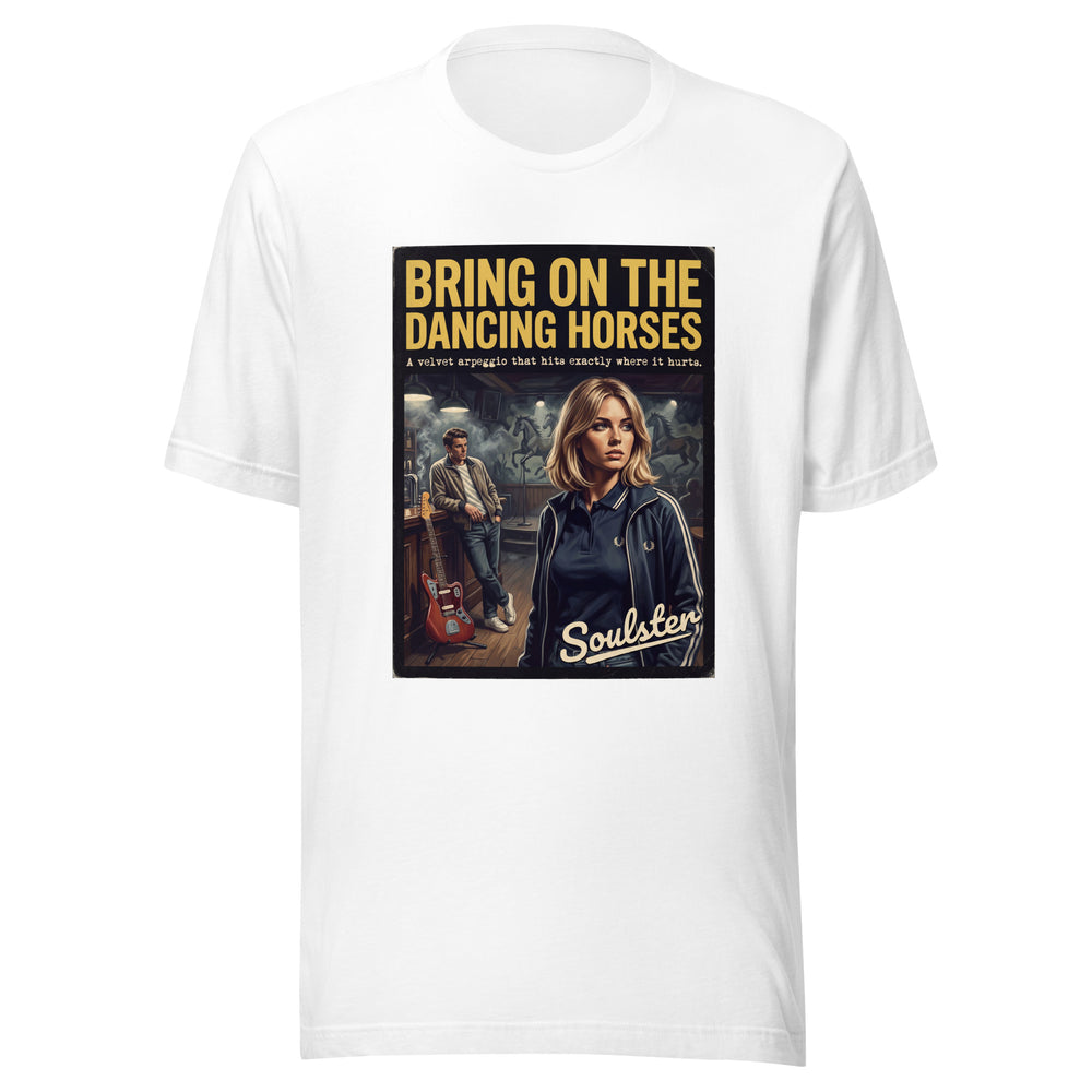 Soulster premium studio edition graphic t-shirt inspired by the timeless music legacy of Bring On The Dancing Horses T-Shirt - Kitchen Sink Edition.