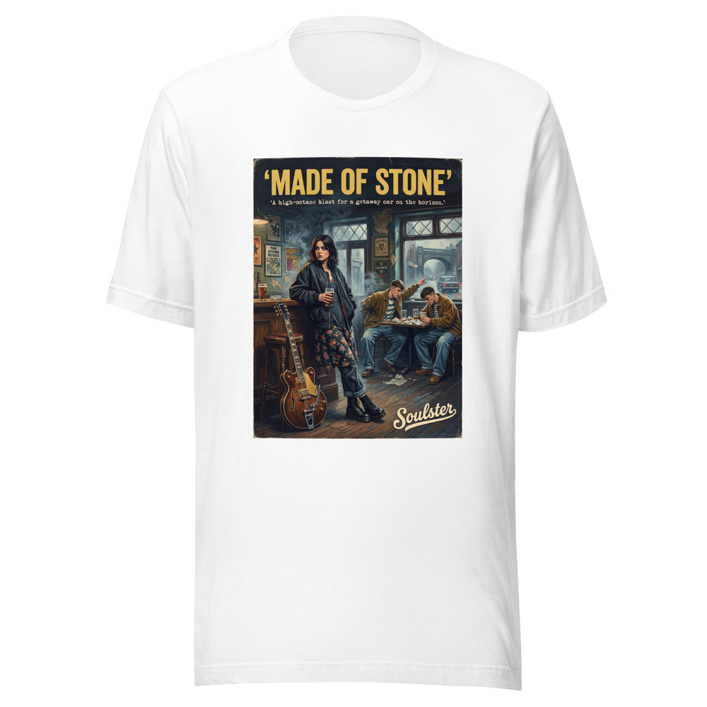 Soulster premium studio edition graphic t-shirt inspired by the timeless music legacy of Made Of Stone T-Shirt - Northern Life Edition.