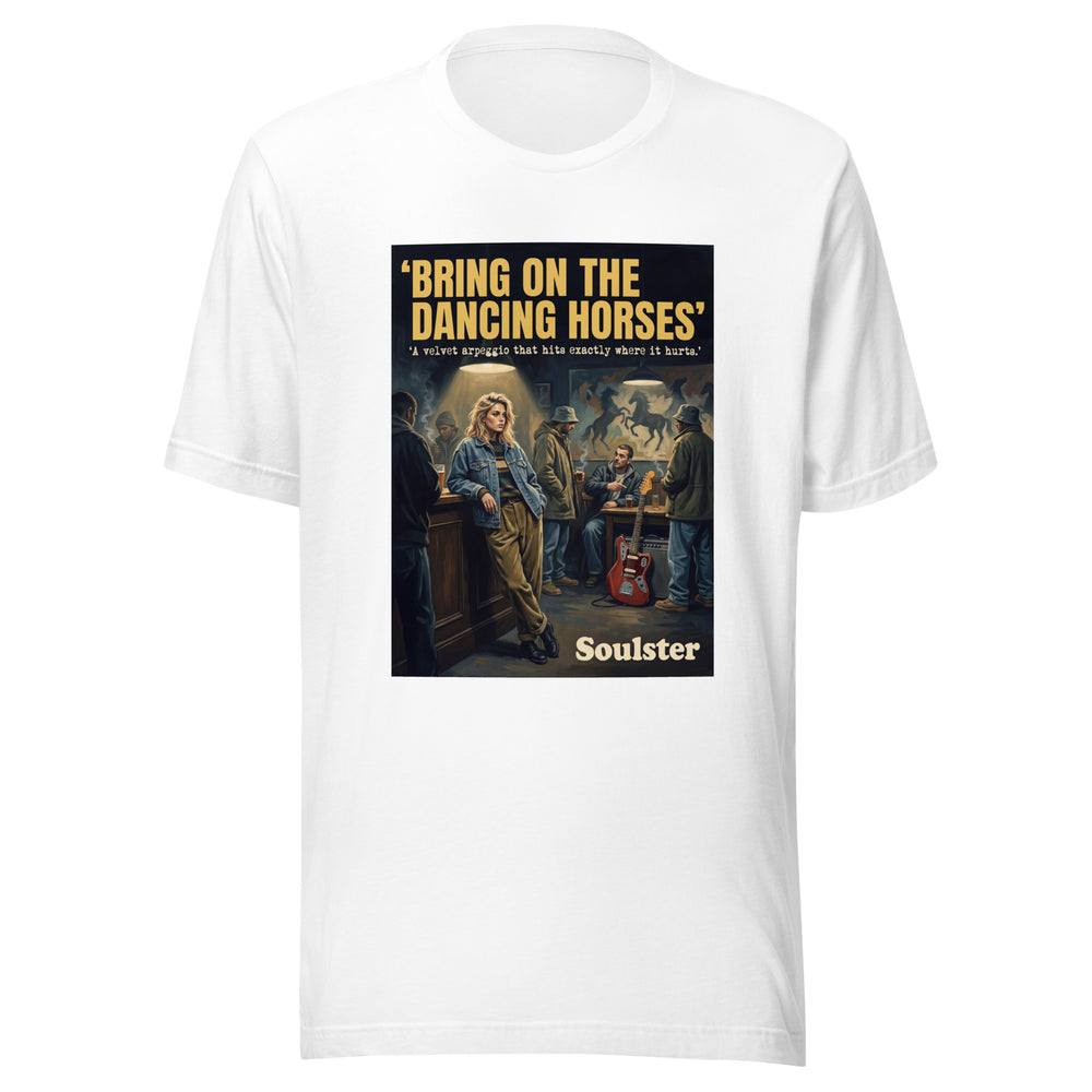 Soulster premium studio edition graphic t-shirt inspired by the timeless music legacy of Bring On The Dancing Horses T-Shirt - Northern Life Edition.
