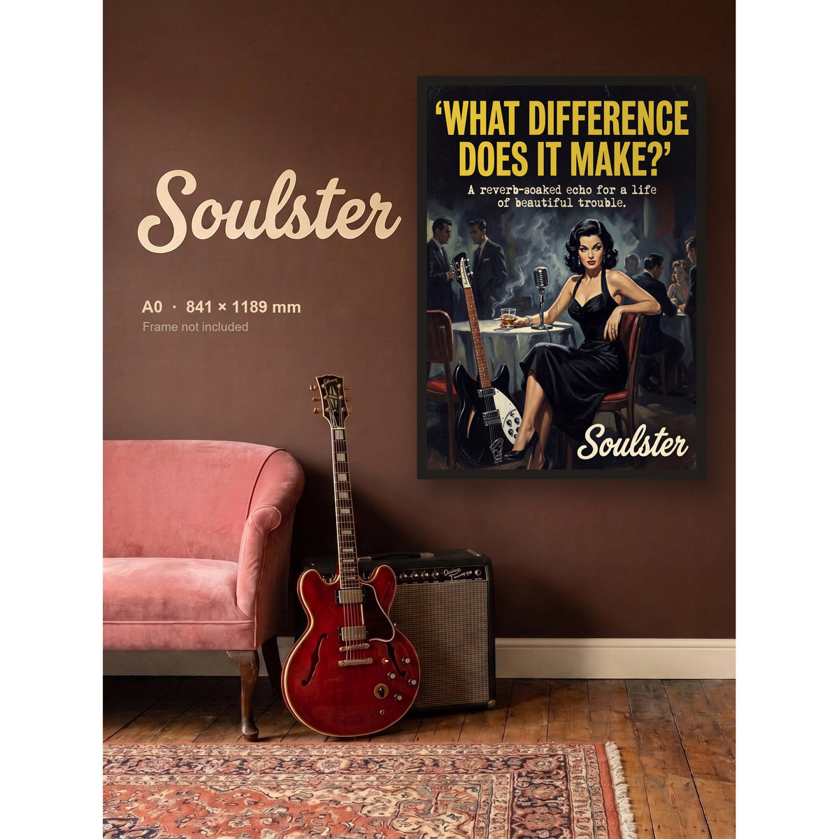 What Difference Does It Make? - 1950s Print shown framed on a wall in A0 size. Frame not included.