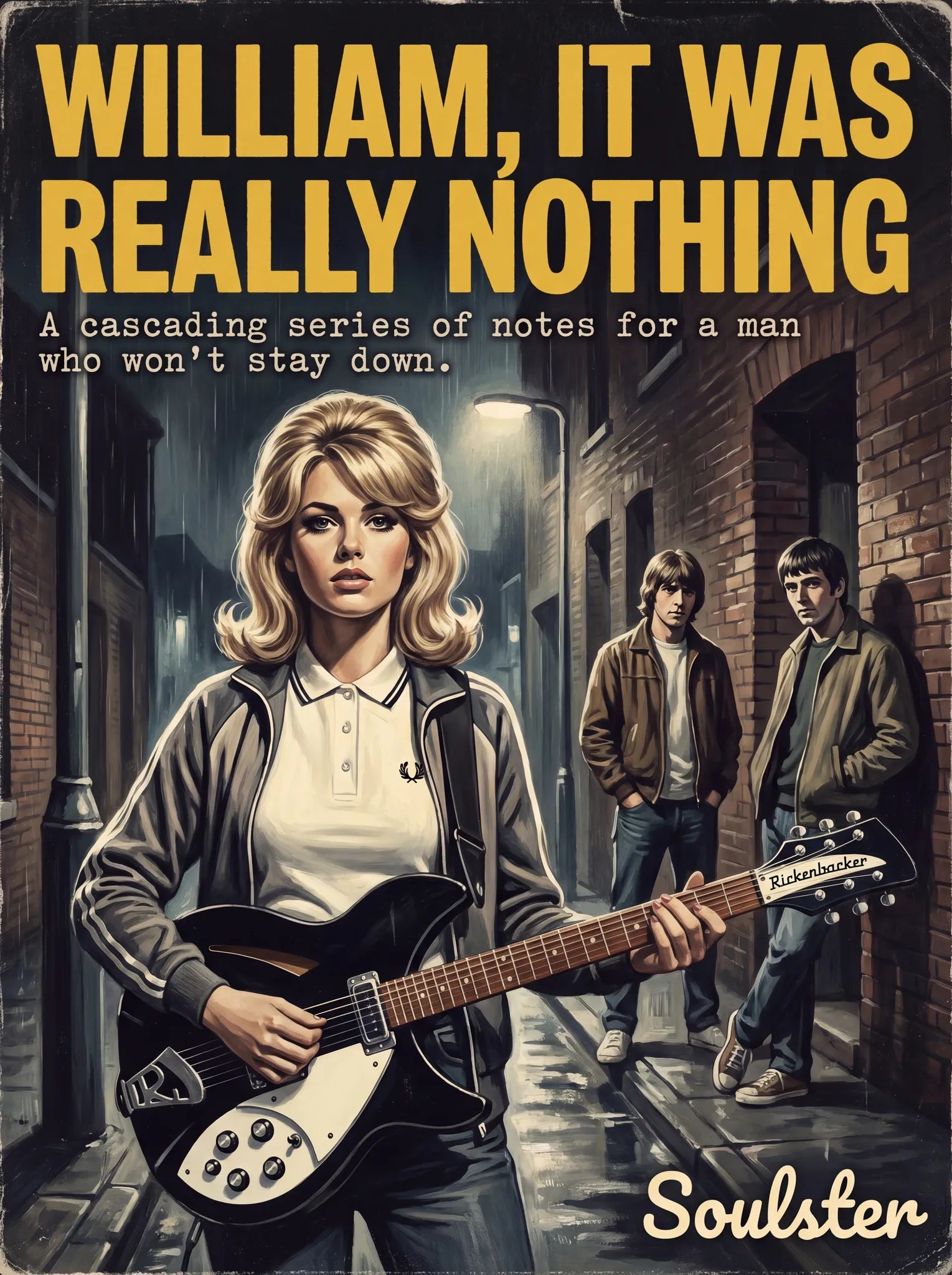 Soulster retro pulp thriller book cover style art print illustration inspired by The Smiths - William, It Was Really Nothing.