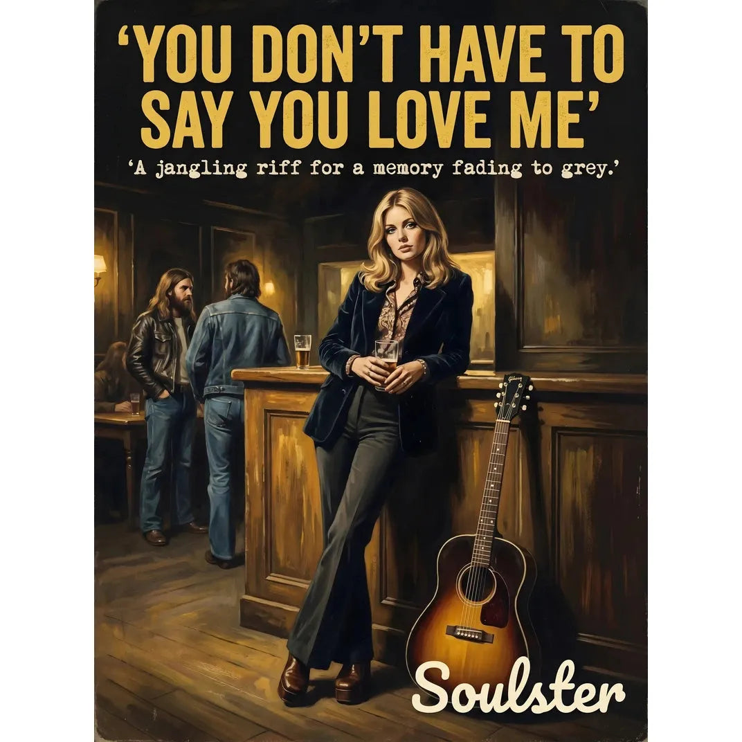 Soulster cinematic vintage pulp book cover art print illustration styled in a classic 1970s theme inspired by You Don't Have To Say You Love Me.
