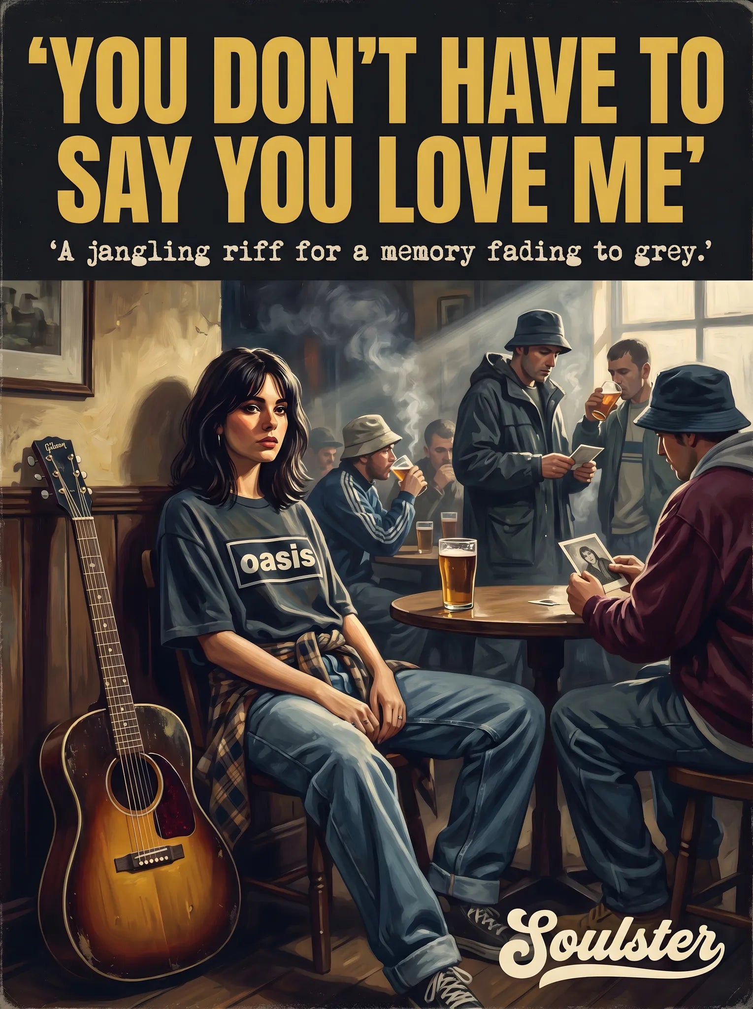 Soulster cinematic vintage pulp book cover art print illustration styled in a classic 1990s theme inspired by You Don't Have To Say You Love Me.