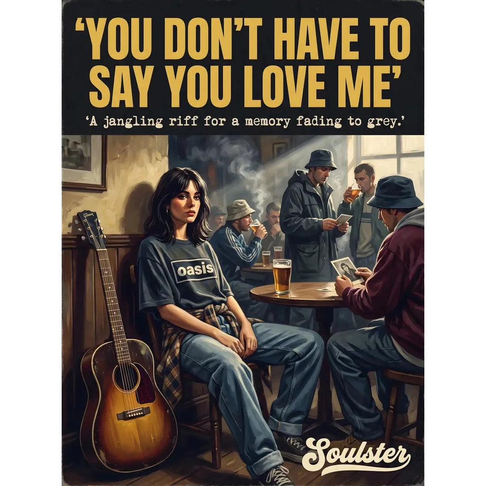 Soulster cinematic vintage pulp book cover art print illustration styled in a classic 1990s theme inspired by You Don't Have To Say You Love Me.