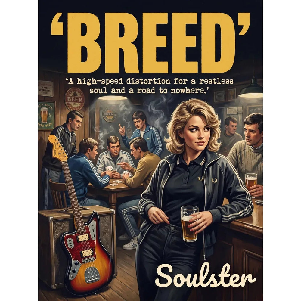 Soulster retro pulp thriller book cover style art print illustration inspired by Nirvana - Breed.