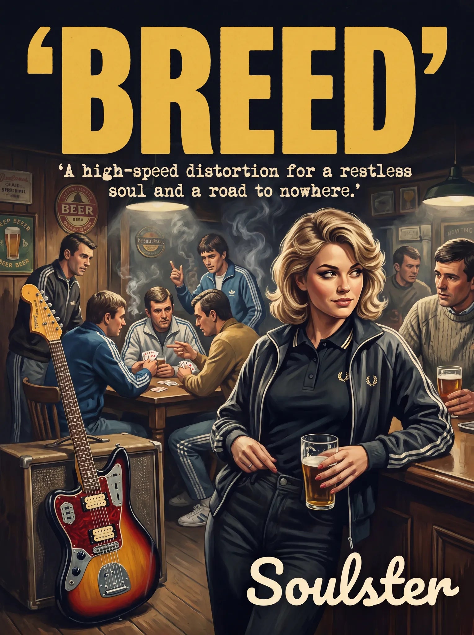 Soulster retro pulp thriller book cover style art print illustration inspired by Nirvana - Breed.