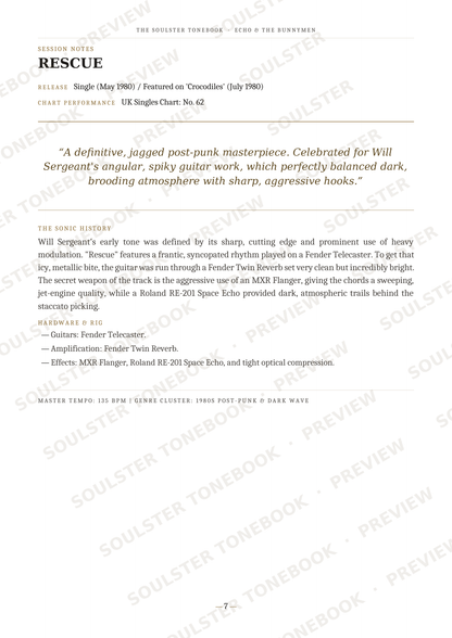 A scanned book or magazine page with the title 'RESCUE' and multiple paragraphs of black text on a white page, overlaid with repeated diagonal watermark text.