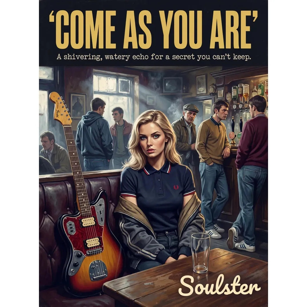 Soulster retro pulp thriller book cover style art print illustration inspired by Nirvana - Come As You Are.