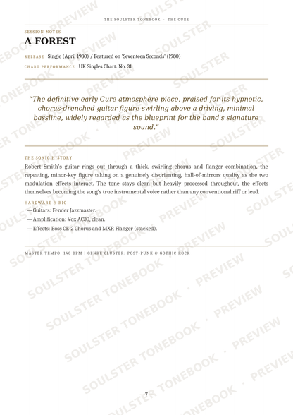 A single-page music book or article page with the title 'A FOREST' at the top, a quote in the center, and text sections about the sonic history and hardware of Bob Brookmeyer's instrument. The page is mostly white with black text and diagonal watermark text across the image.
