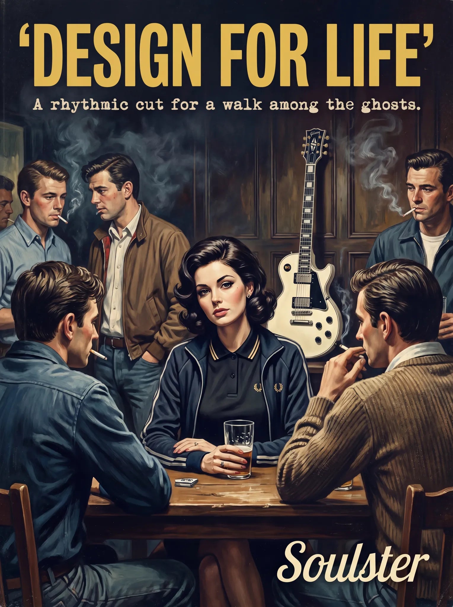 Soulster retro pulp thriller book cover style art print illustration inspired by Alternative Indie - Design For Life.