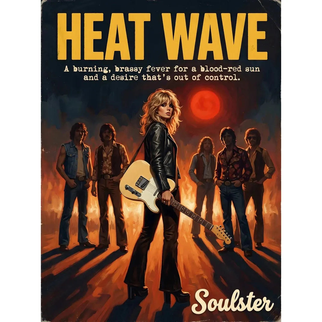 Soulster cinematic vintage pulp book cover art print illustration styled in a classic 1970s theme inspired by Heat Wave.