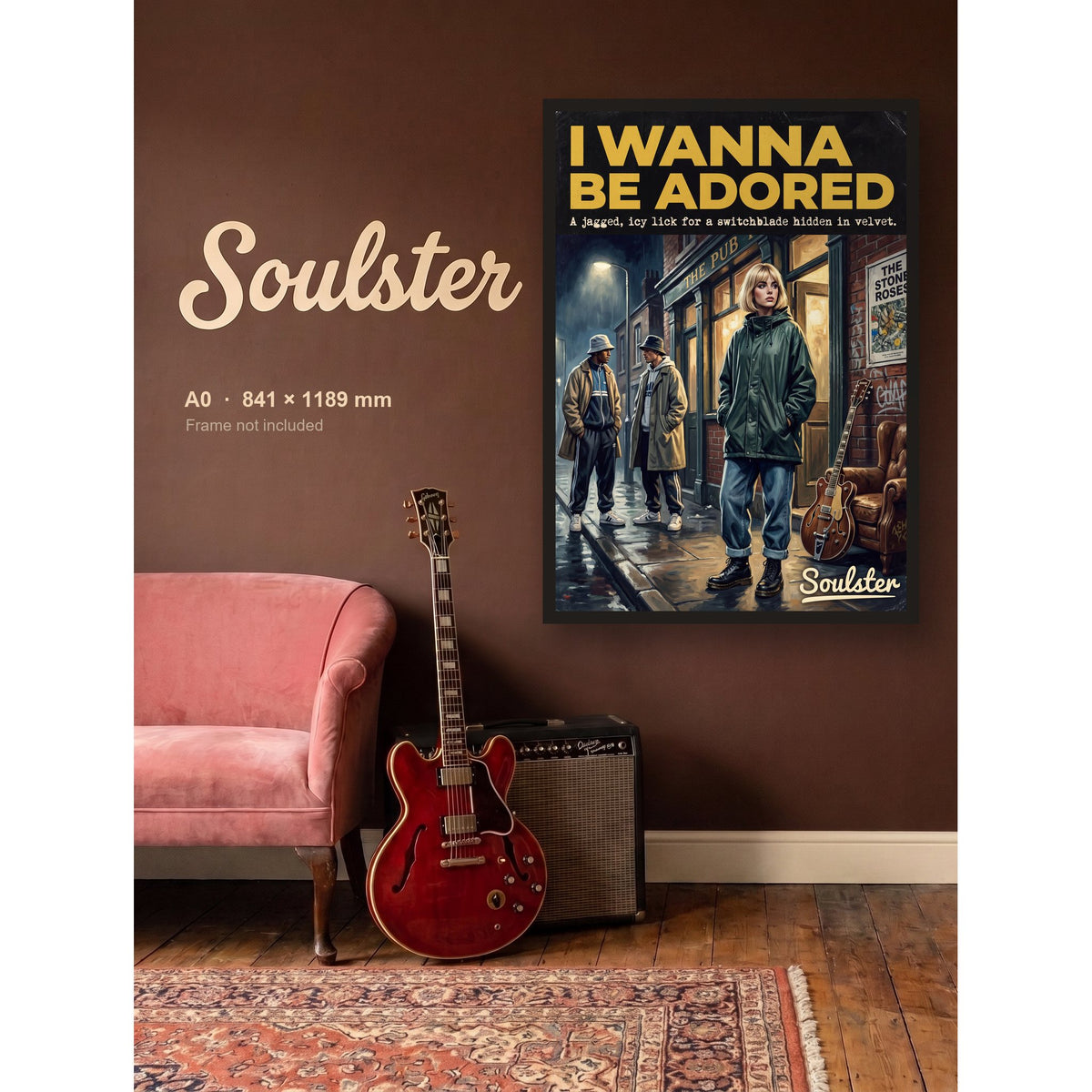 I Wanna Be Adored - 1990s Print shown framed on a wall in A0 size. Frame not included.