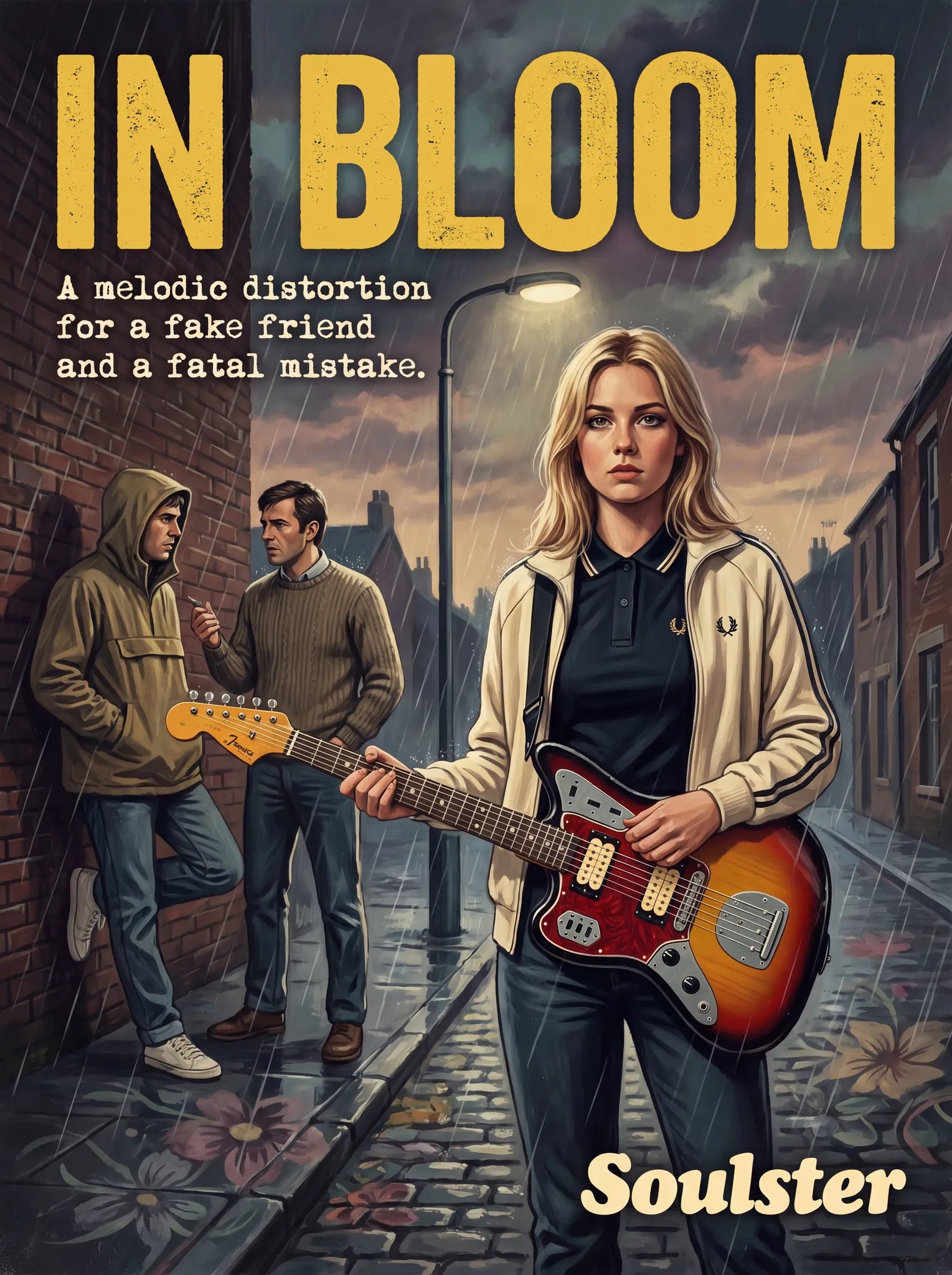 Soulster retro pulp thriller book cover style art print illustration inspired by Nirvana - In Bloom.