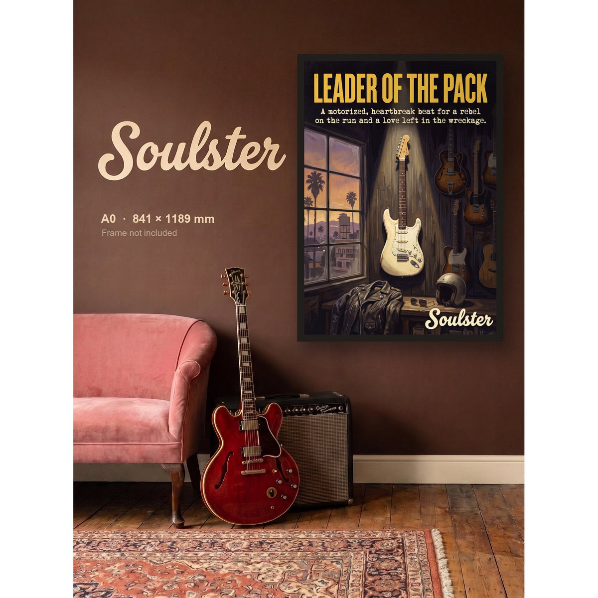 Leader Of The Pack - Los Angeles shown framed on a wall in A0 size. Frame not included.