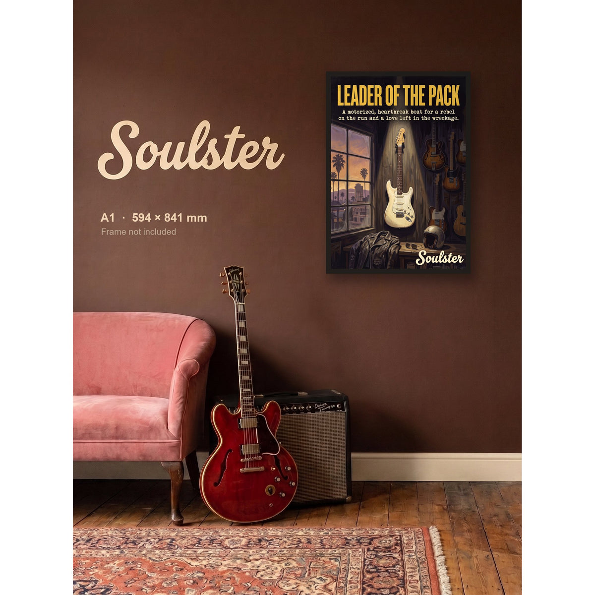 Leader Of The Pack - Los Angeles shown framed on a wall in A1 size. Frame not included.