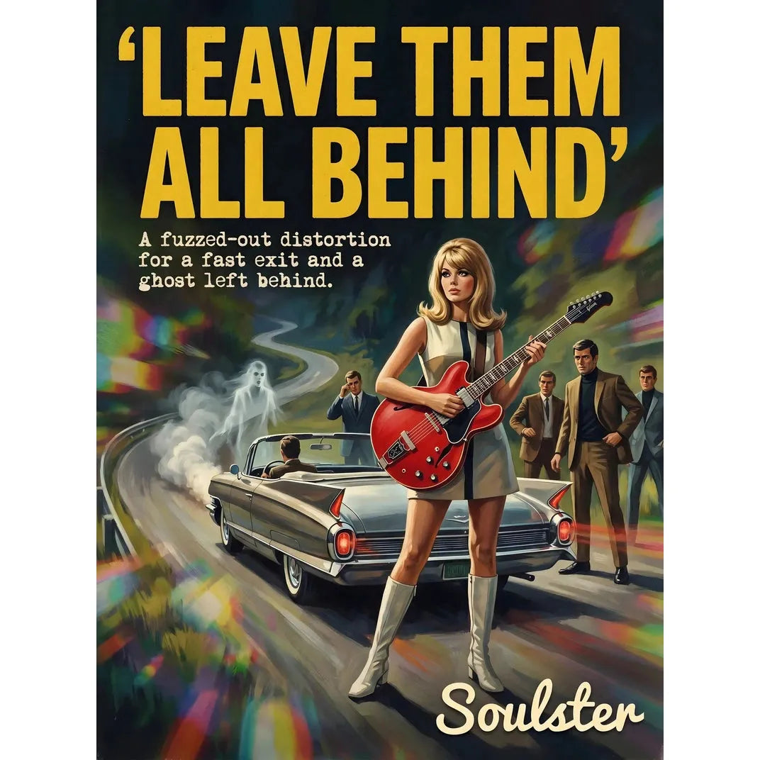 Soulster cinematic vintage pulp book cover art print illustration styled in a classic 1960s design layout inspired by Leave Them All Behind.