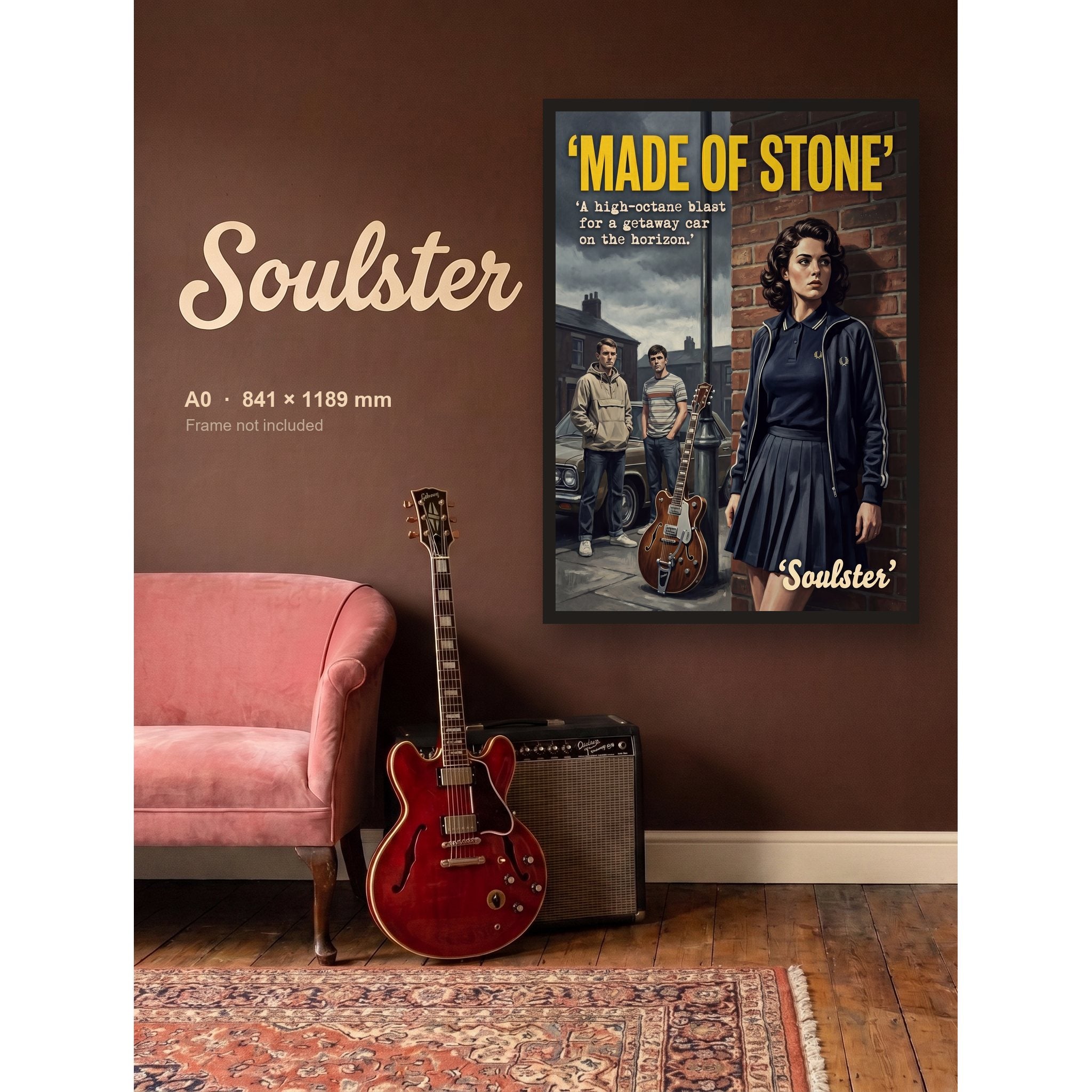 Made Of Stone - 1980s Print shown framed on a wall in A0 size. Frame not included.