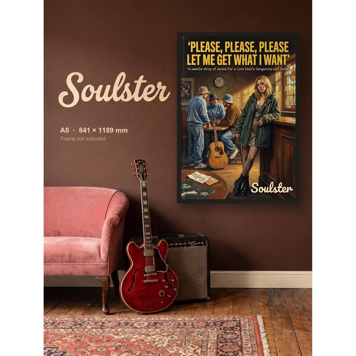 Please, Please, Please Let Me Get What I Want - 1990s Print shown framed on a wall in A0 size. Frame not included.