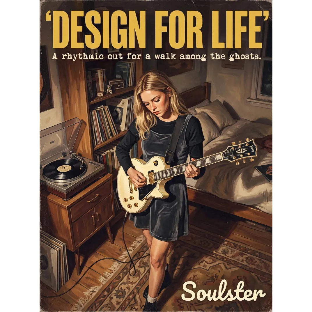 Cinematic pulp book cover style art print inspired by Manic Street Preachers - Design For Life typography design layout.