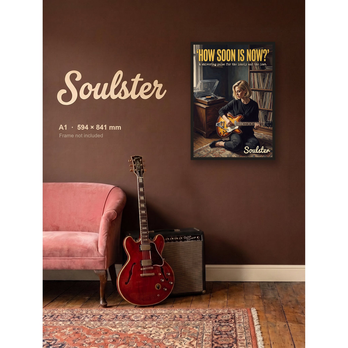 How Soon Is Now? - Practice Print shown framed on a wall in A1 size. Frame not included.