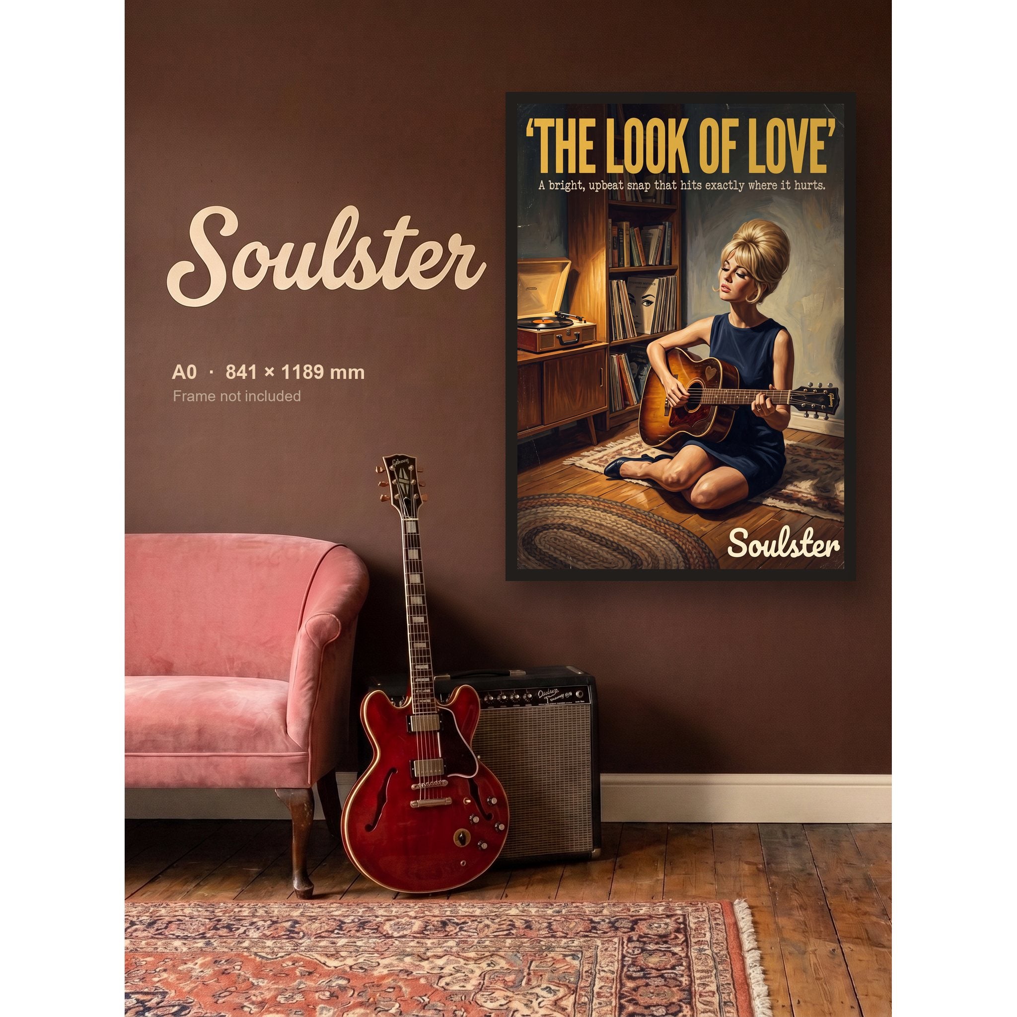 The Look Of Love - Practice Print shown framed on a wall in A0 size. Frame not included.