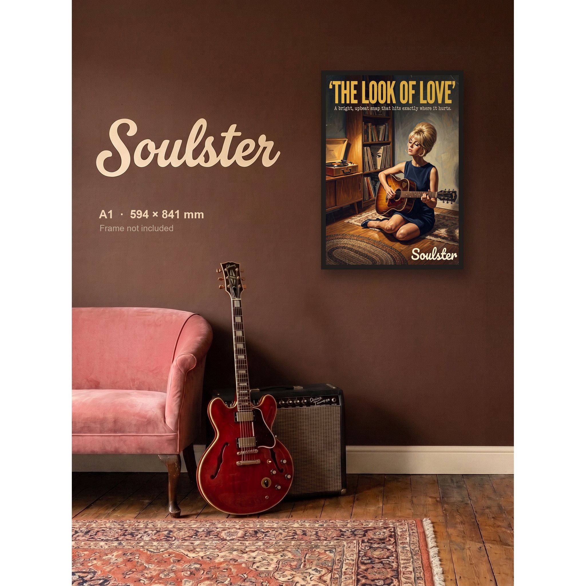 The Look Of Love - Practice Print shown framed on a wall in A1 size. Frame not included.
