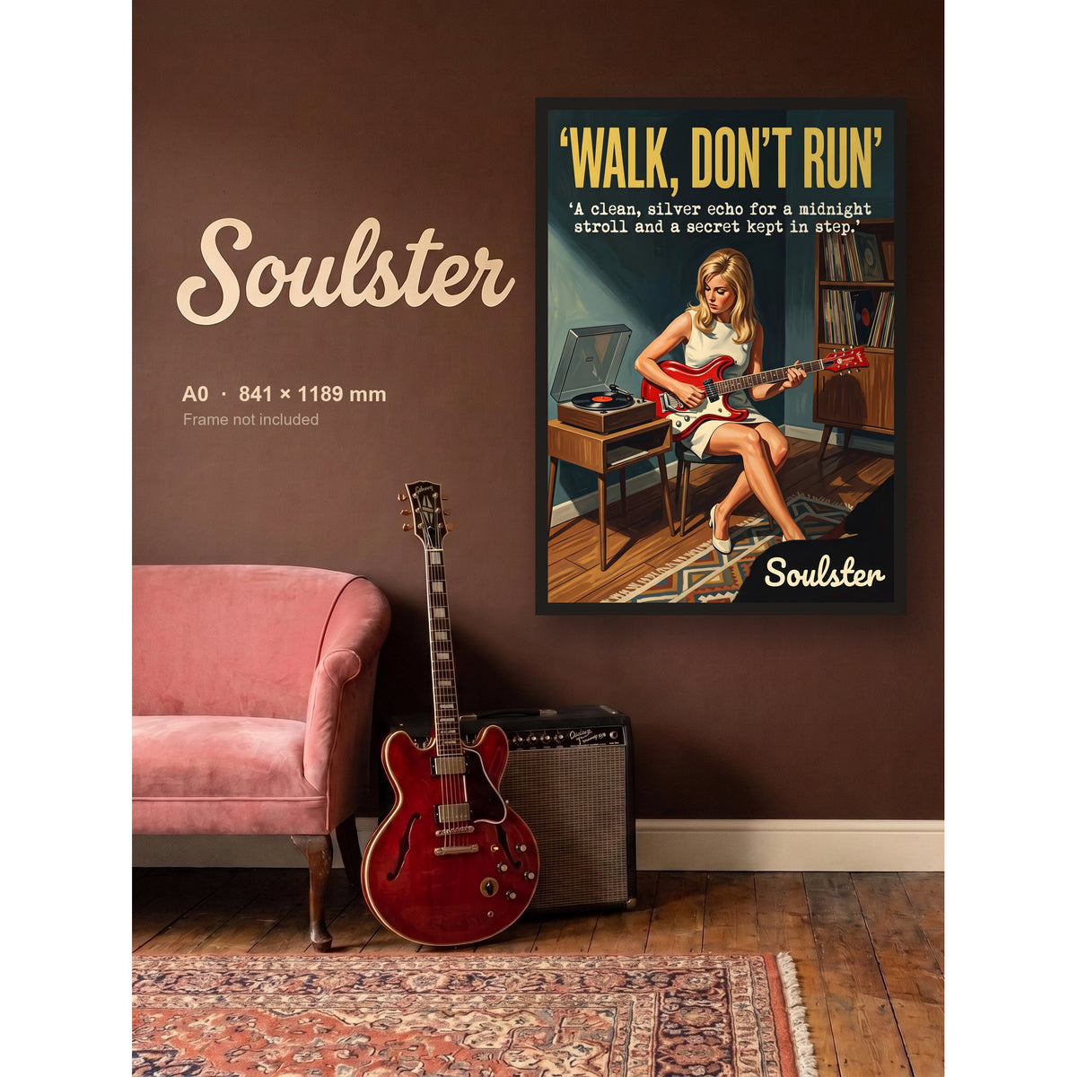 Walk, Don't Run - Practice Print shown framed on a wall in A0 size. Frame not included.