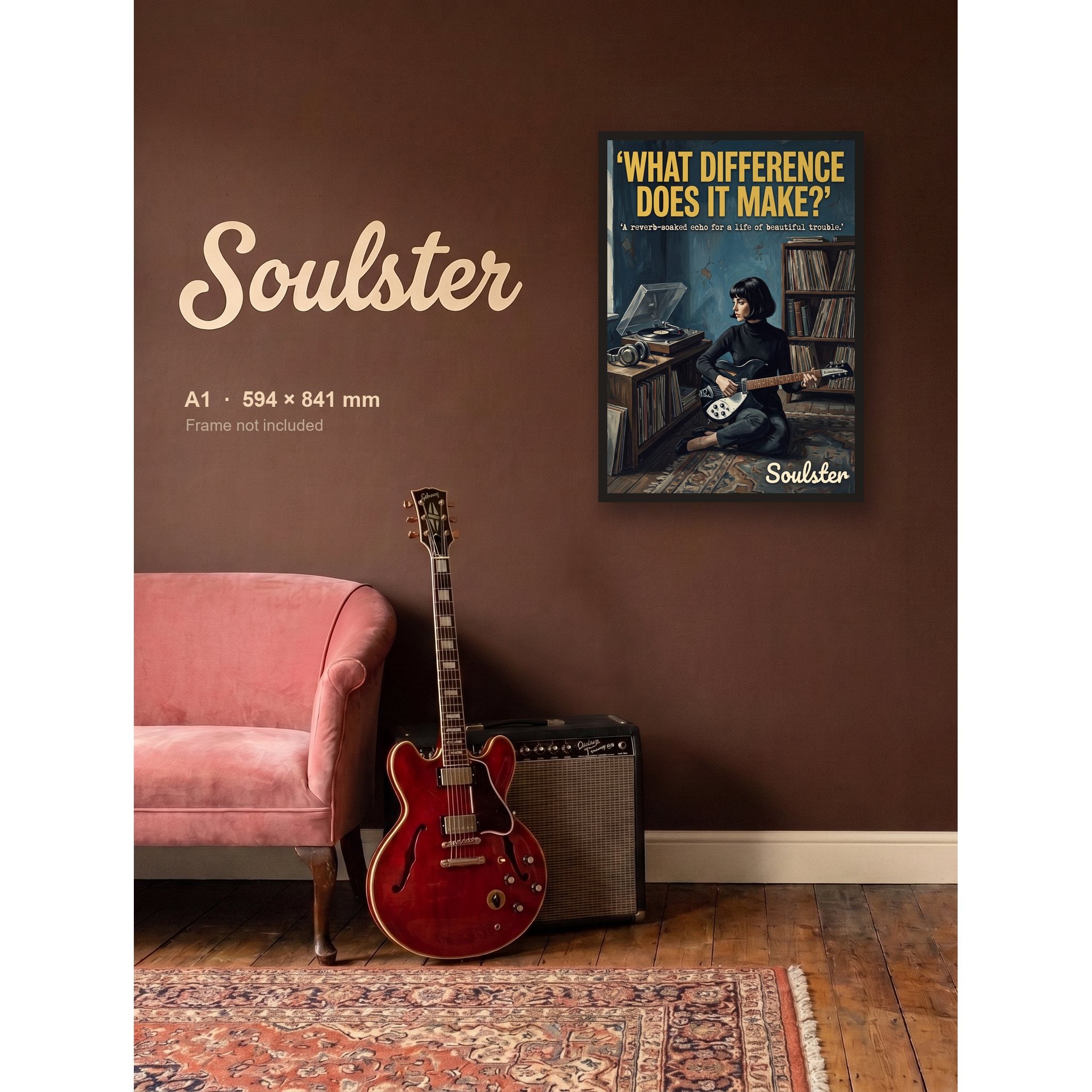 What Difference Does It Make? - Practice Print shown framed on a wall in A1 size. Frame not included.