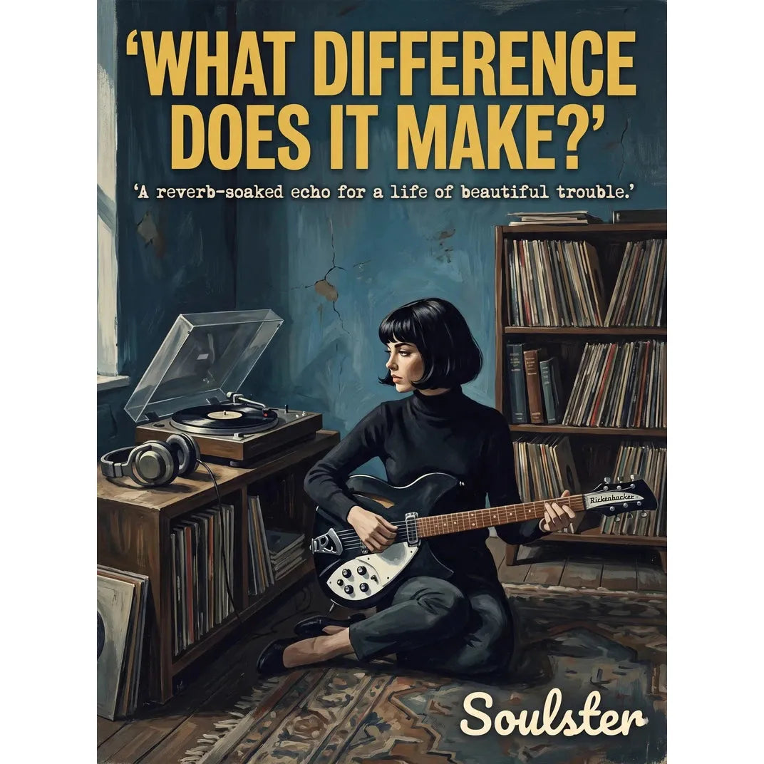 Cinematic pulp book cover style art print inspired by The Smiths - What Difference Does It Make? typography design layout.