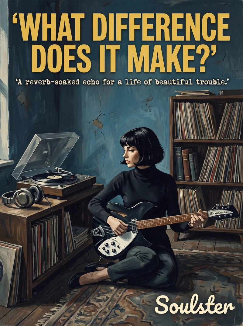 Cinematic pulp book cover style art print inspired by The Smiths - What Difference Does It Make? typography design layout.