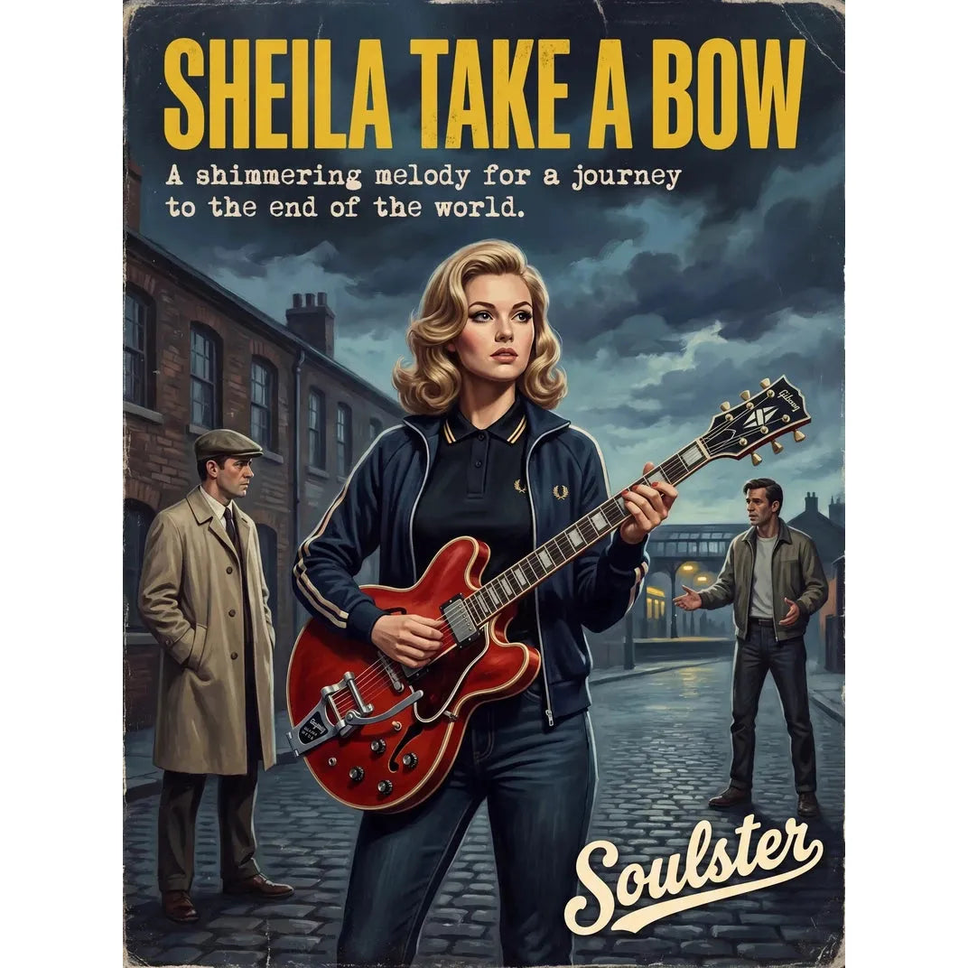 Soulster retro pulp thriller book cover style art print illustration inspired by The Smiths - Sheila Take A Bow.