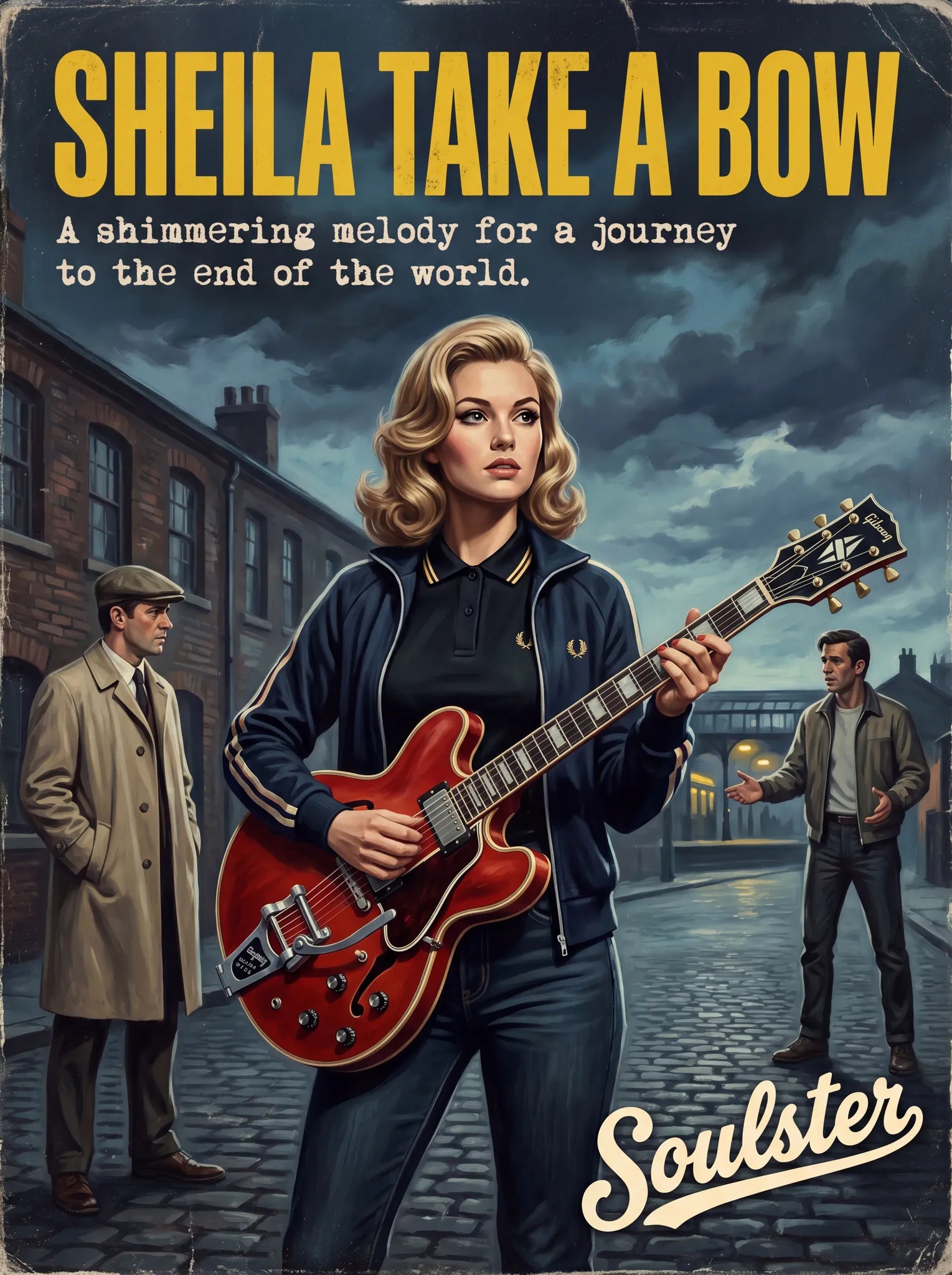 Soulster retro pulp thriller book cover style art print illustration inspired by The Smiths - Sheila Take A Bow.