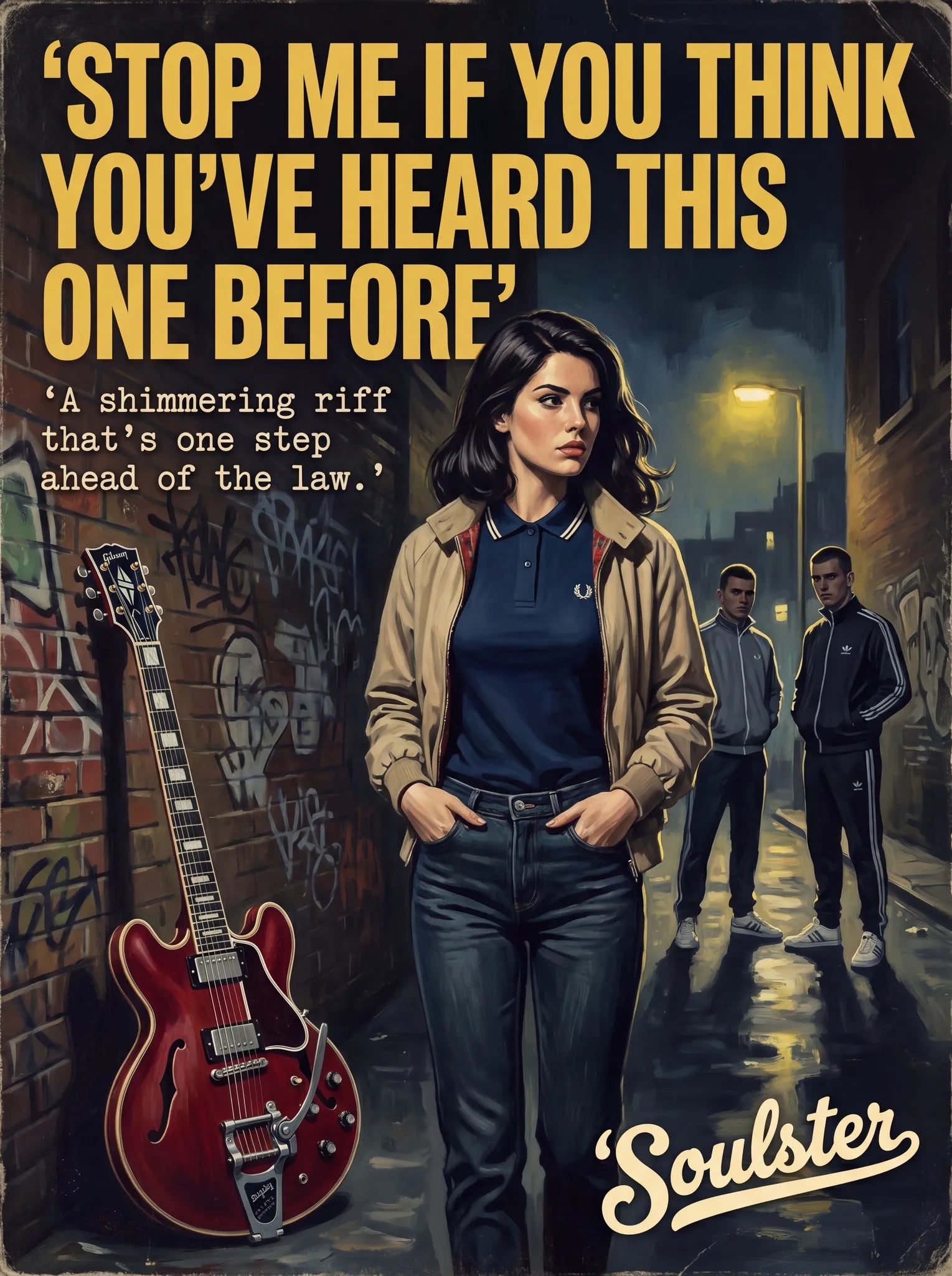 Soulster retro pulp thriller book cover style art print illustration inspired by The Smiths - Stop Me If You Think You've Heard This One Before.