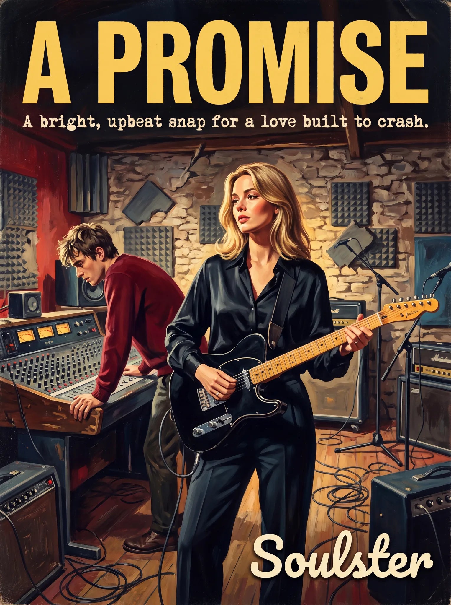 Premium Soulster studio wall art print featuring a mid-century vintage book cover aesthetic inspired by Alternative Indie - A Promise.