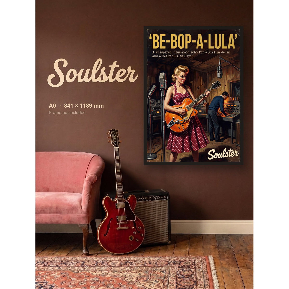 Be-Bop-A-Lula - Studio Print shown framed on a wall in A0 size. Frame not included.