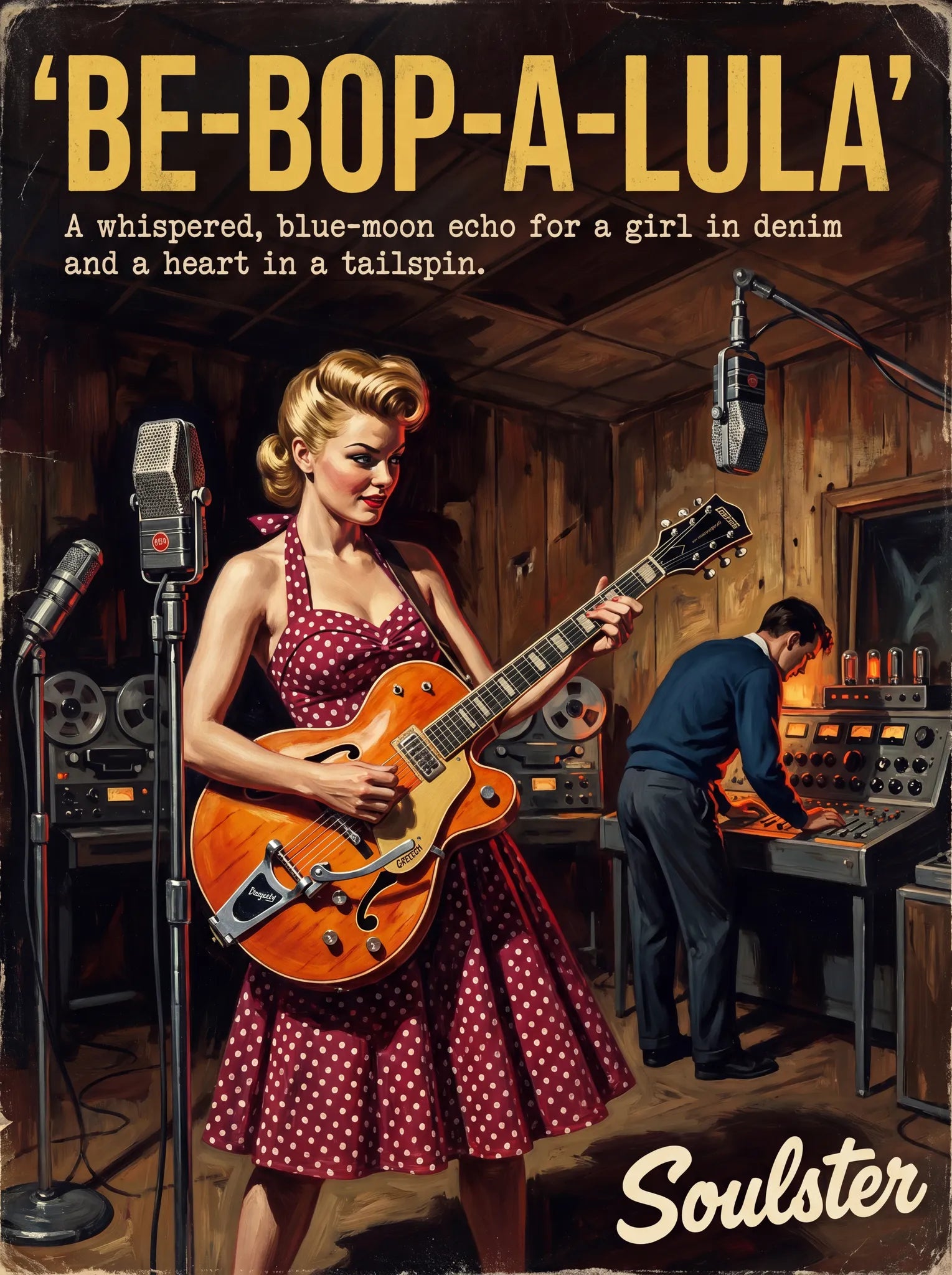 Premium Soulster studio wall art print featuring a mid-century vintage book cover aesthetic inspired by Alternative Indie - Be-Bop-A-Lula.