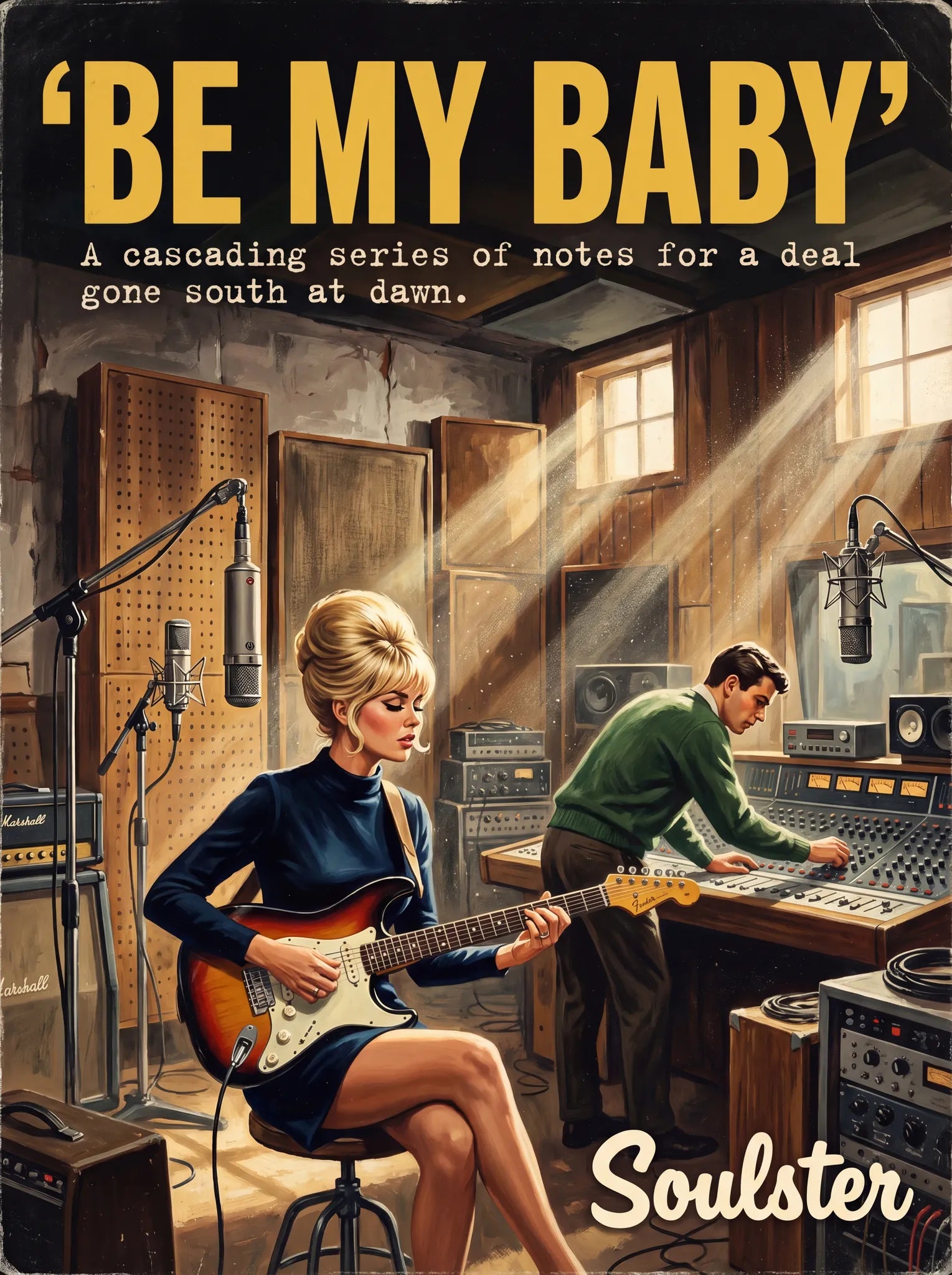 Premium Soulster studio wall art print featuring a mid-century vintage book cover aesthetic inspired by Alternative Indie - Be My Baby.