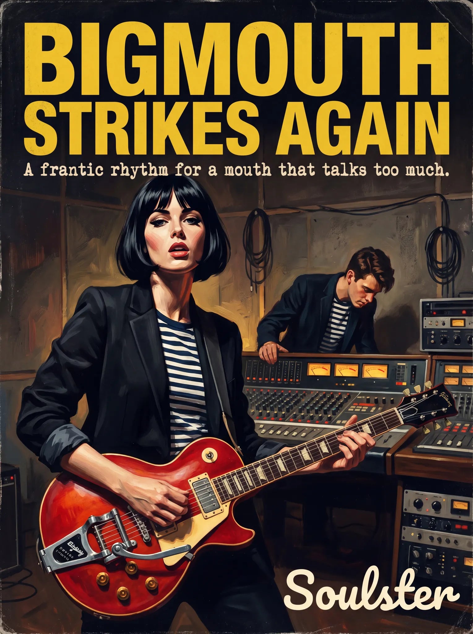Premium Soulster studio wall art print featuring a mid-century vintage book cover aesthetic inspired by The Smiths - Bigmouth Strikes Again.