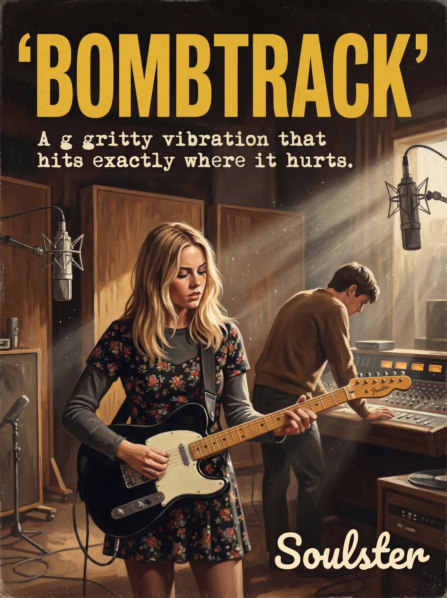 Premium Soulster studio wall art print featuring a mid-century vintage book cover aesthetic inspired by Alternative Indie - Bombtrack.