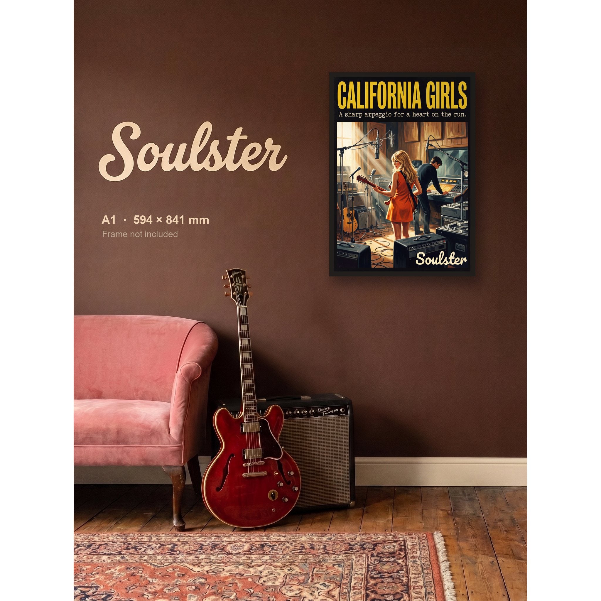 California Girls - Studio Print shown framed on a wall in A1 size. Frame not included.