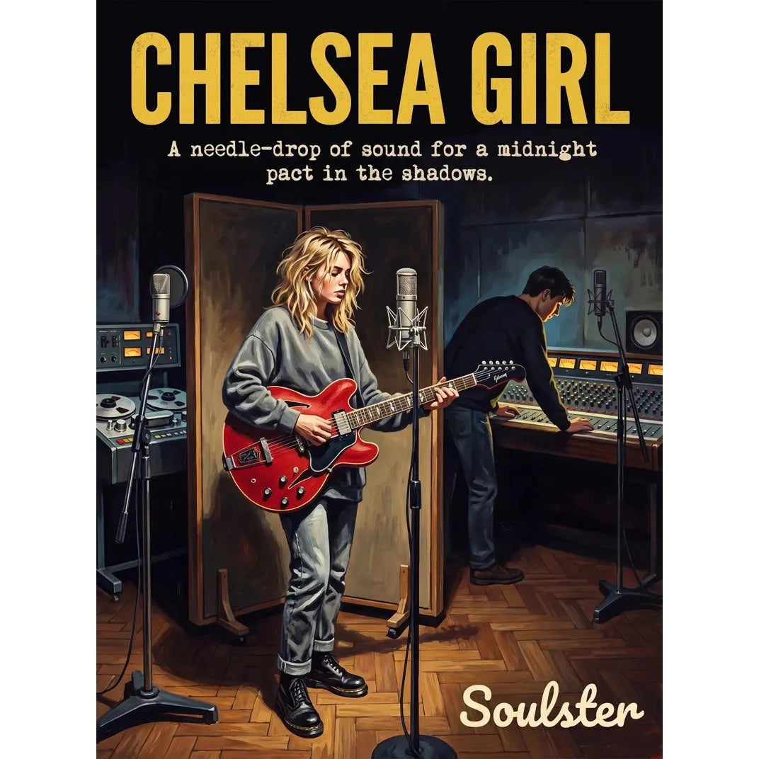 Premium Soulster studio wall art print featuring a mid-century vintage book cover aesthetic inspired by Alternative Indie - Chelsea Girl.