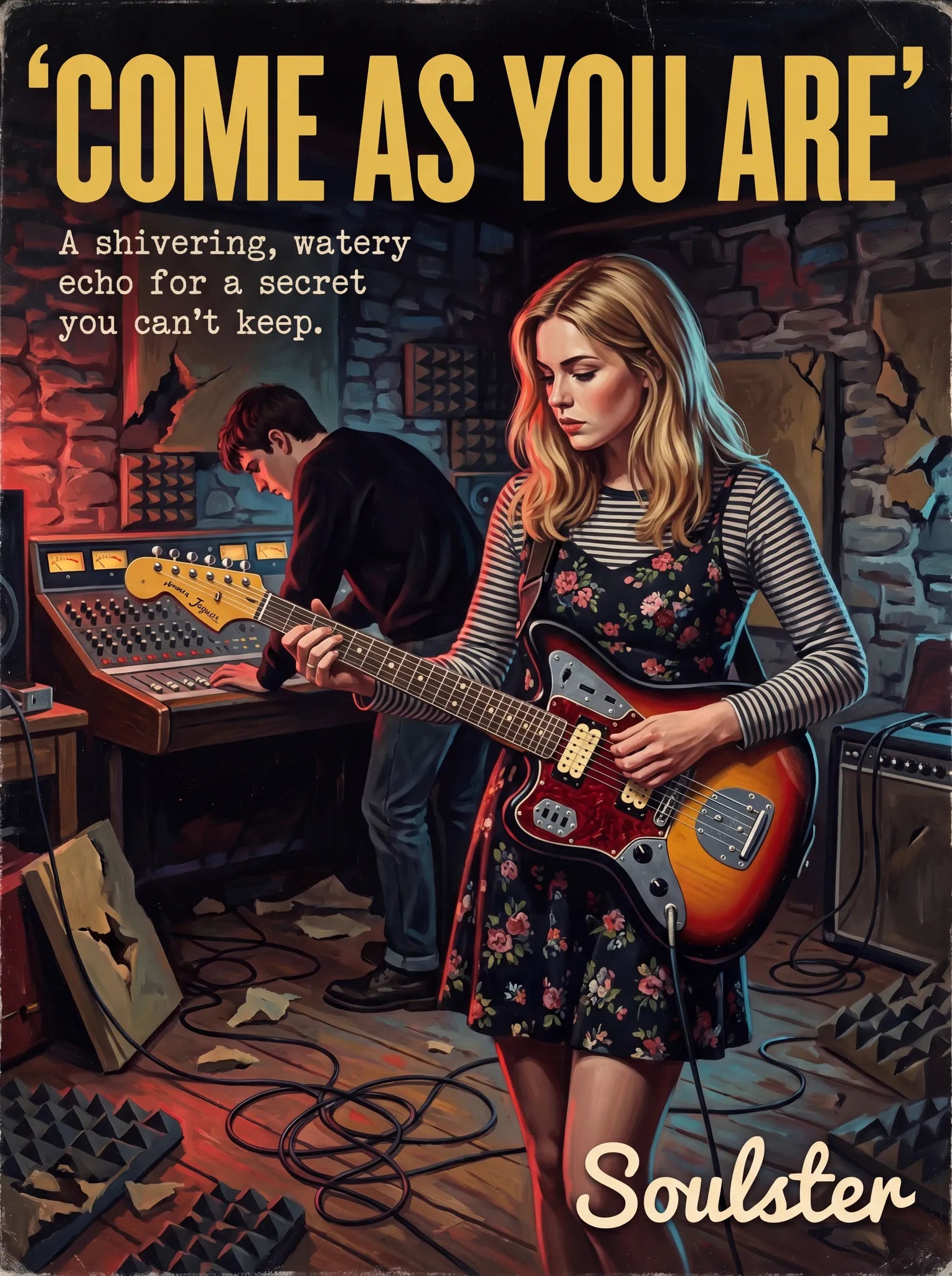 Premium Soulster studio wall art print featuring a mid-century vintage book cover aesthetic inspired by Nirvana - Come As You Are.