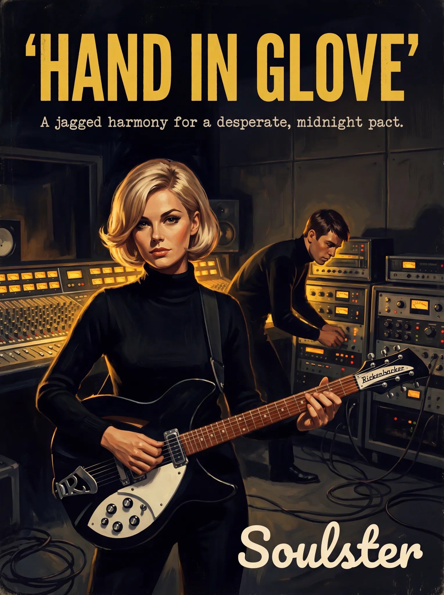 Premium Soulster studio wall art print featuring a mid-century vintage book cover aesthetic inspired by The Smiths - Hand In Glove.